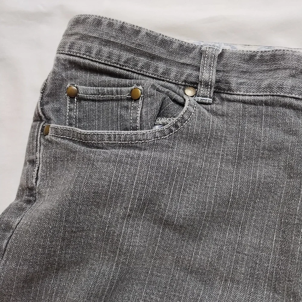 Madison Jeans Gray Stripe Women's Size 12 Denim (35x29.5) Retro 90s Straight Leg - Picture 5 of 16
